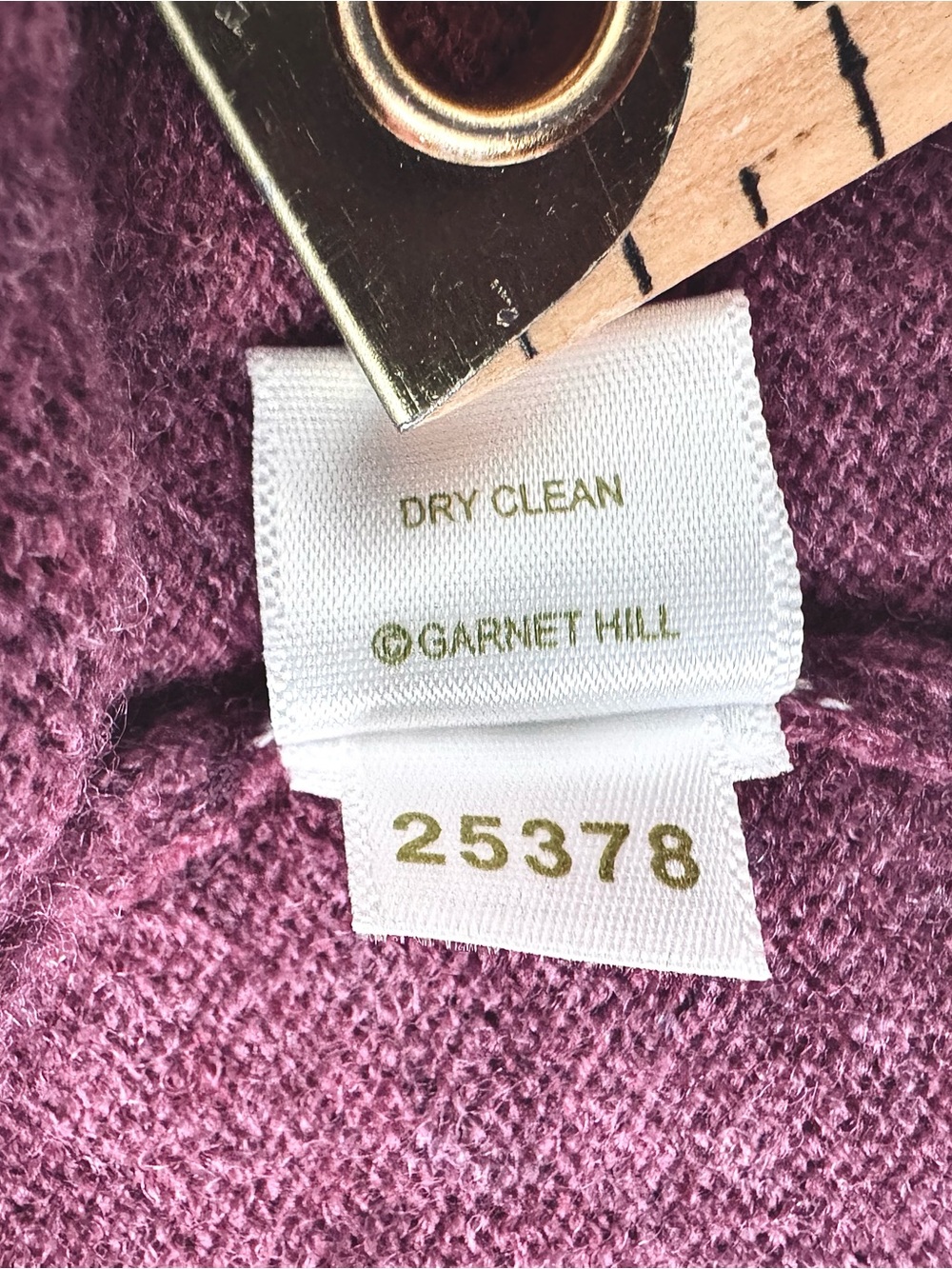 Garnet Hill Cardigan Sweater Large Burgundy Purple Red Wool V-neck Ruffle Front - Picture 12 of 15